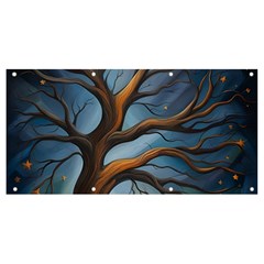 Tree Branches Mystical Moon Expressionist Oil Painting Acrylic Painting Abstract Nature Moonlight Ni Banner And Sign 8  X 4  by Maspions