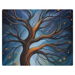 Tree Branches Mystical Moon Expressionist Oil Painting Acrylic Painting Abstract Nature Moonlight Ni Premium Plush Fleece Blanket (medium) by Maspions