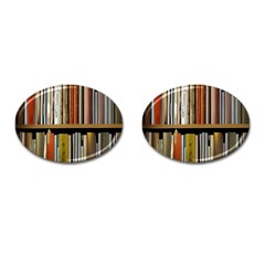 Book Nook Books Bookshelves Comfortable Cozy Literature Library Study Reading Reader Reading Nook Ro Cufflinks (oval)