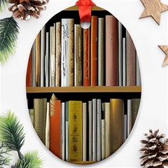 Book Nook Books Bookshelves Comfortable Cozy Literature Library Study Reading Reader Reading Nook Ro Oval Ornament (two Sides) by Maspions