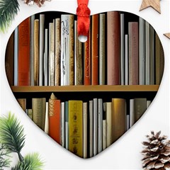 Book Nook Books Bookshelves Comfortable Cozy Literature Library Study Reading Reader Reading Nook Ro Heart Ornament (two Sides)