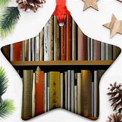 Book Nook Books Bookshelves Comfortable Cozy Literature Library Study Reading Reader Reading Nook Ro Star Ornament (two Sides)