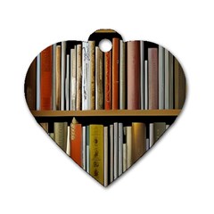 Book Nook Books Bookshelves Comfortable Cozy Literature Library Study Reading Reader Reading Nook Ro Dog Tag Heart (two Sides) by Maspions