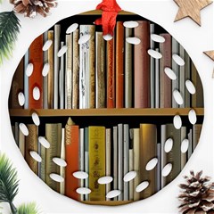 Book Nook Books Bookshelves Comfortable Cozy Literature Library Study Reading Reader Reading Nook Ro Ornament (round Filigree)