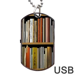 Book Nook Books Bookshelves Comfortable Cozy Literature Library Study Reading Reader Reading Nook Ro Dog Tag Usb Flash (two Sides) by Maspions