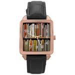 Book Nook Books Bookshelves Comfortable Cozy Literature Library Study Reading Reader Reading Nook Ro Rose Gold Leather Watch  Front