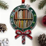 Book Nook Books Bookshelves Comfortable Cozy Literature Library Study Reading Reader Reading Nook Ro Metal X Mas Lollipop with Crystal Ornament Front