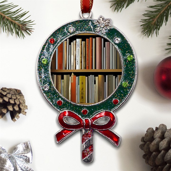 Book Nook Books Bookshelves Comfortable Cozy Literature Library Study Reading Reader Reading Nook Ro Metal X Mas Lollipop with Crystal Ornament