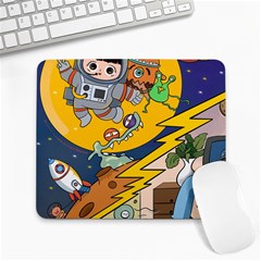 Astronaut Moon Monsters Spaceship Universe Space Cosmos Large Mousepad by Maspions