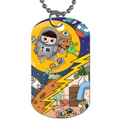 Astronaut Moon Monsters Spaceship Universe Space Cosmos Dog Tag (two Sides) by Maspions