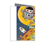 Astronaut Moon Monsters Spaceship Universe Space Cosmos Mini Greeting Card Right