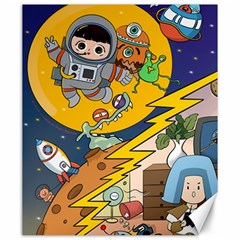 Astronaut Moon Monsters Spaceship Universe Space Cosmos Canvas 20  X 24 