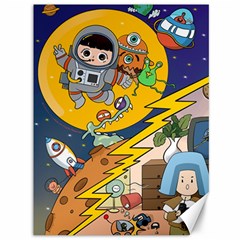 Astronaut Moon Monsters Spaceship Universe Space Cosmos Canvas 36  X 48 