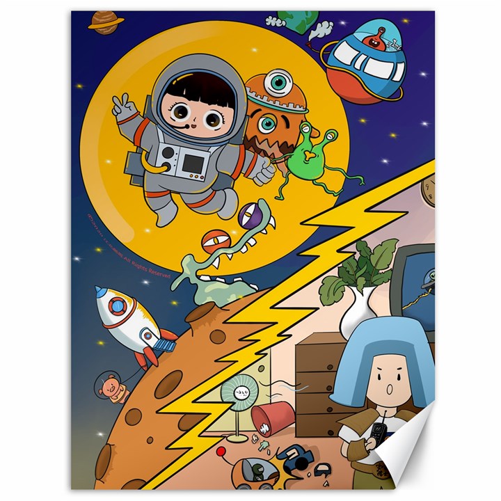 Astronaut Moon Monsters Spaceship Universe Space Cosmos Canvas 36  x 48 