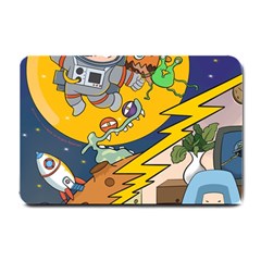 Astronaut Moon Monsters Spaceship Universe Space Cosmos Small Doormat by Maspions