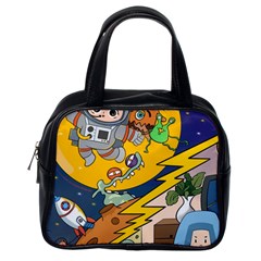 Astronaut Moon Monsters Spaceship Universe Space Cosmos Classic Handbag (one Side) by Maspions