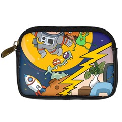 Astronaut Moon Monsters Spaceship Universe Space Cosmos Digital Camera Leather Case by Maspions