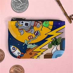 Astronaut Moon Monsters Spaceship Universe Space Cosmos Mini Coin Purse by Maspions