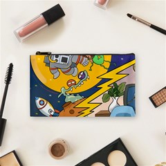 Astronaut Moon Monsters Spaceship Universe Space Cosmos Cosmetic Bag (small)