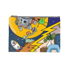 Astronaut Moon Monsters Spaceship Universe Space Cosmos Cosmetic Bag (large)