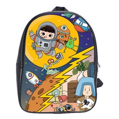 Astronaut Moon Monsters Spaceship Universe Space Cosmos School Bag (large)