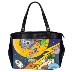 Astronaut Moon Monsters Spaceship Universe Space Cosmos Oversize Office Handbag (2 Sides) by Maspions