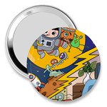 Astronaut Moon Monsters Spaceship Universe Space Cosmos 3  Handbag Mirrors Front