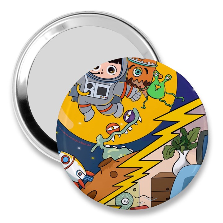 Astronaut Moon Monsters Spaceship Universe Space Cosmos 3  Handbag Mirrors