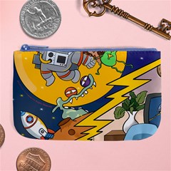 Astronaut Moon Monsters Spaceship Universe Space Cosmos Large Coin Purse