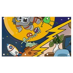 Astronaut Moon Monsters Spaceship Universe Space Cosmos Banner And Sign 7  X 4  by Maspions