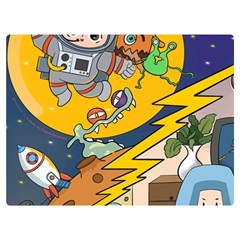 Astronaut Moon Monsters Spaceship Universe Space Cosmos Two Sides Premium Plush Fleece Blanket (baby Size) by Maspions