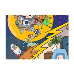 Astronaut Moon Monsters Spaceship Universe Space Cosmos Crystal Sticker (a4)