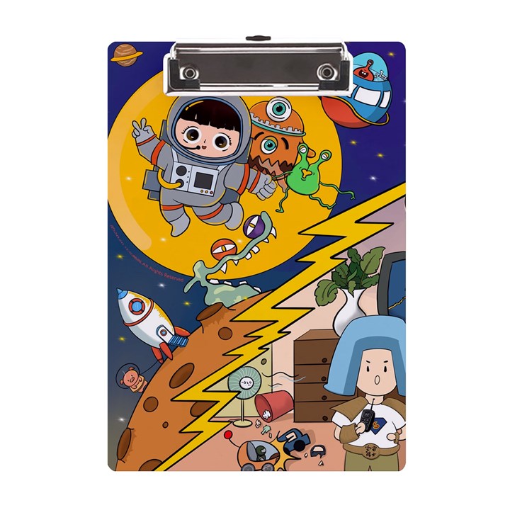 Astronaut Moon Monsters Spaceship Universe Space Cosmos A5 Acrylic Clipboard