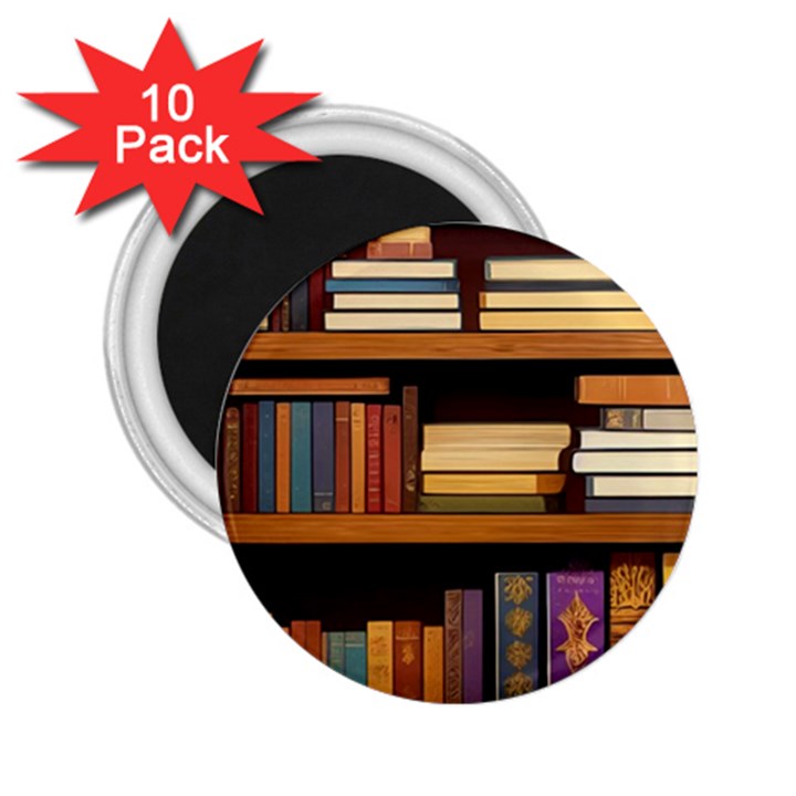 Book Nook Books Bookshelves Comfortable Cozy Literature Library Study Reading Room Fiction Entertain 2.25  Magnets (10 pack) 