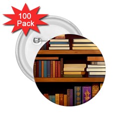 Book Nook Books Bookshelves Comfortable Cozy Literature Library Study Reading Room Fiction Entertain 2 25  Buttons (100 Pack)  by Maspions