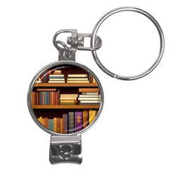 Book Nook Books Bookshelves Comfortable Cozy Literature Library Study Reading Room Fiction Entertain Nail Clippers Key Chain by Maspions