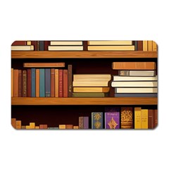 Book Nook Books Bookshelves Comfortable Cozy Literature Library Study Reading Room Fiction Entertain Magnet (rectangular) by Maspions