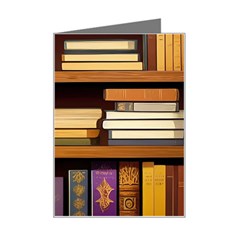 Book Nook Books Bookshelves Comfortable Cozy Literature Library Study Reading Room Fiction Entertain Mini Greeting Card by Maspions