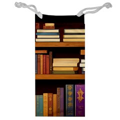 Book Nook Books Bookshelves Comfortable Cozy Literature Library Study Reading Room Fiction Entertain Jewelry Bag by Maspions