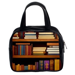 Book Nook Books Bookshelves Comfortable Cozy Literature Library Study Reading Room Fiction Entertain Classic Handbag (two Sides) by Maspions