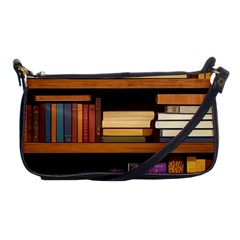 Book Nook Books Bookshelves Comfortable Cozy Literature Library Study Reading Room Fiction Entertain Shoulder Clutch Bag