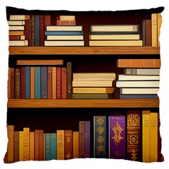 Book Nook Books Bookshelves Comfortable Cozy Literature Library Study Reading Room Fiction Entertain Large Cushion Case (one Side)