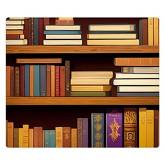 Book Nook Books Bookshelves Comfortable Cozy Literature Library Study Reading Room Fiction Entertain Two Sides Premium Plush Fleece Blanket (kids Size)