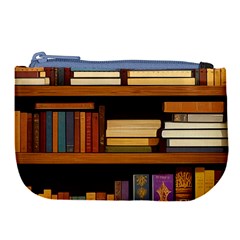 Book Nook Books Bookshelves Comfortable Cozy Literature Library Study Reading Room Fiction Entertain Large Coin Purse by Maspions