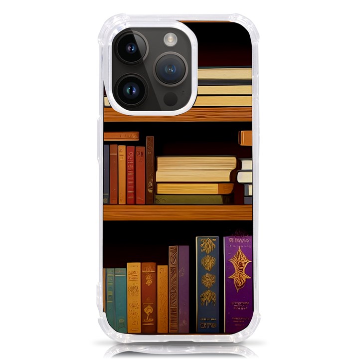 Book Nook Books Bookshelves Comfortable Cozy Literature Library Study Reading Room Fiction Entertain iPhone 14 Pro TPU UV Print Case