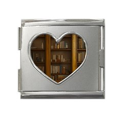 Books Book Shelf Shelves Knowledge Book Cover Gothic Old Ornate Library Mega Link Heart Italian Charm (18mm) by Maspions