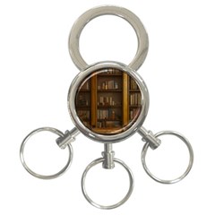 Books Book Shelf Shelves Knowledge Book Cover Gothic Old Ornate Library 3-ring Key Chain by Maspions