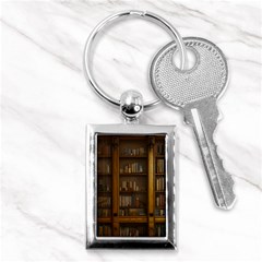 Books Book Shelf Shelves Knowledge Book Cover Gothic Old Ornate Library Key Chain (rectangle) by Maspions