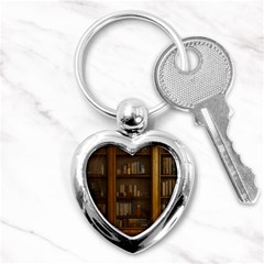 Books Book Shelf Shelves Knowledge Book Cover Gothic Old Ornate Library Key Chain (heart) by Maspions