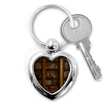 Books Book Shelf Shelves Knowledge Book Cover Gothic Old Ornate Library Key Chain (Heart) Front